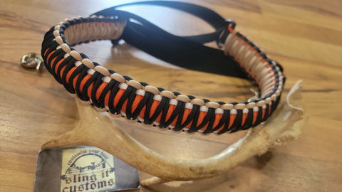 Premade Adjustable Cooler Sling - Double Cobra Weave - White, Burnt Orange, Tan & Black