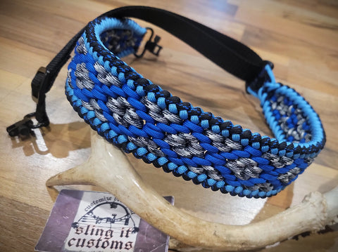 Premade Adjustable Gun Sling - Diamond Sanctified Weave - Royal Blue Xs, Tarheel, Snow Camo & Royal Blue