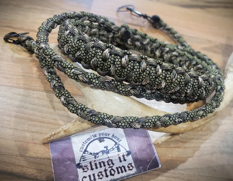 Premade Binocular Lanyard - Solomon Weave - Forest Camo, Moss Green Diamonds & Deep Woods