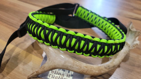Premade Adjustable Cooler Sling - Double Cobra Weave - Black & Flo Green