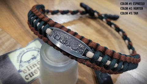 Bow Wrist Sling - Cobra with Backbone Weave with Metal Engraved Plate - Turkey Scene