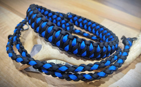 Premade Binocular Lanyard - Solomon Weave - Black & Royal Blue