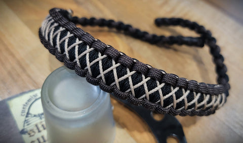 Premade Bow Wrist Sling - Cobra with Microstitched Xs Weave - Acid Brown/Black/Tan