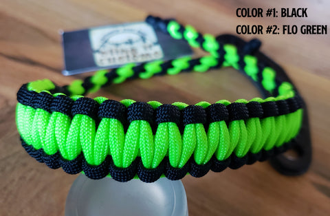 Premade Bow Wrist Sling - Cobra Weave - Black & Flo Green